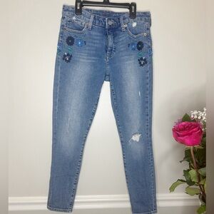 Lucky Brand Distressed Floral Skinny Jeans